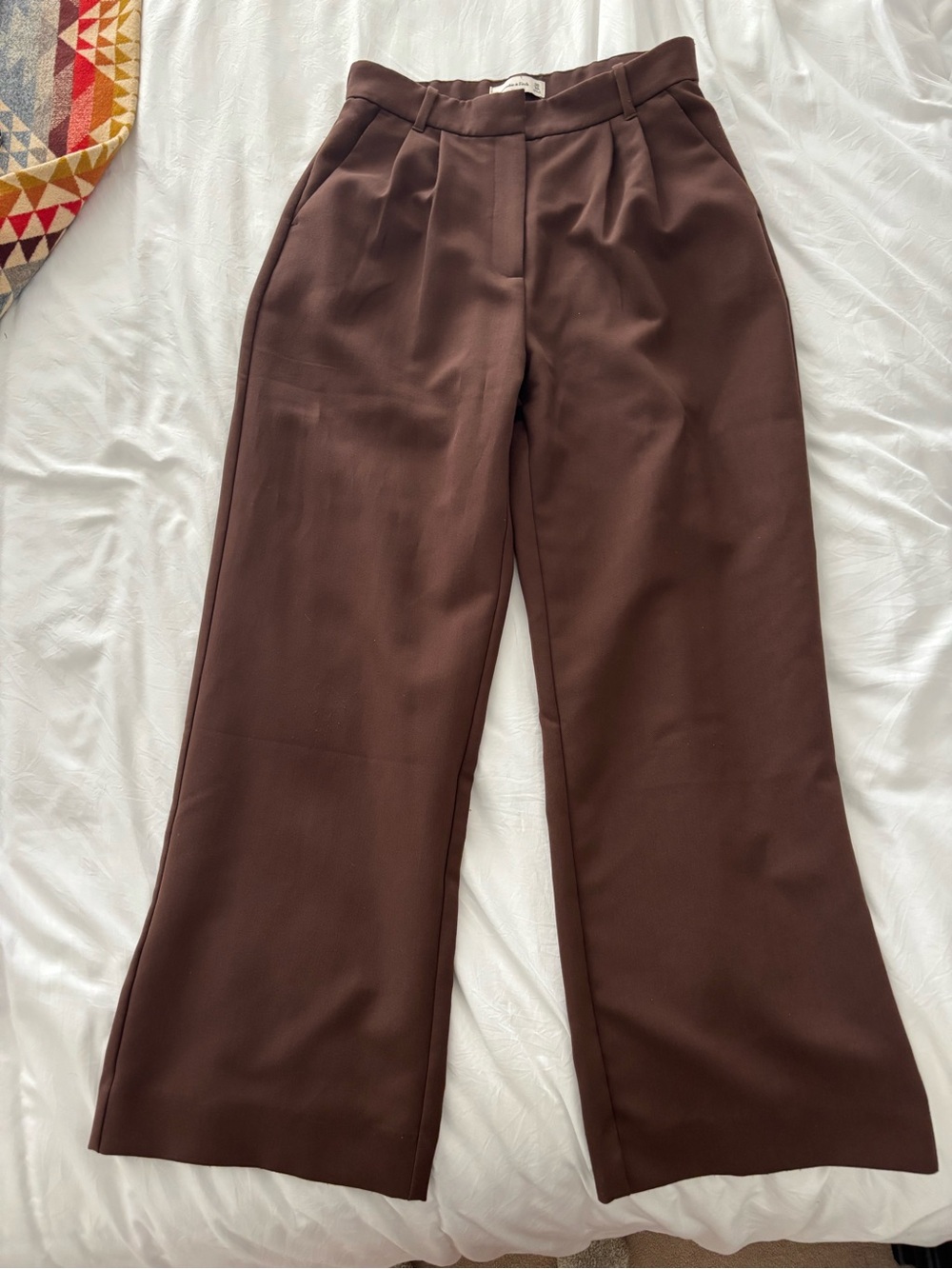 Abercrombie Sloane Tailored Wide Leg Pants Chocolate Brown 30 10R